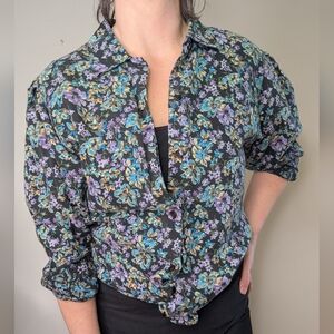 Vintage United Colors Of Benetton Floral Western Boho Button Up Shirt